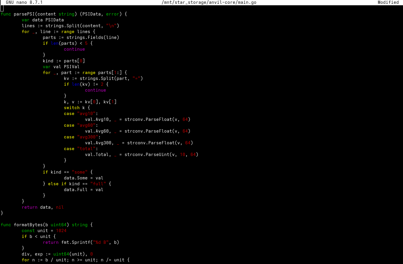 Go Linux Kernel PSI Parser Code
