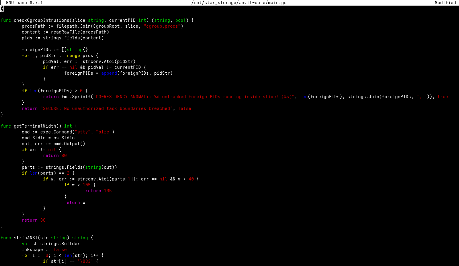 Go Cgroup Process Auditing Code